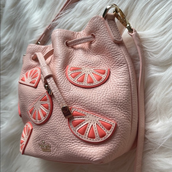 Kate Spade Flights of Fancy Grapefruit Mini Bucket Bag Crossbody - Picture 5 of 16